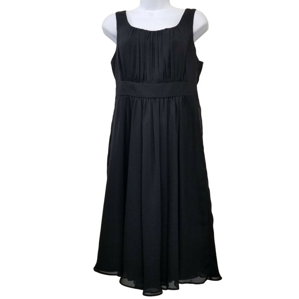 White House Black Market Dress 4 Black Sleeveless Smocked Gathered LBD‎ A Line